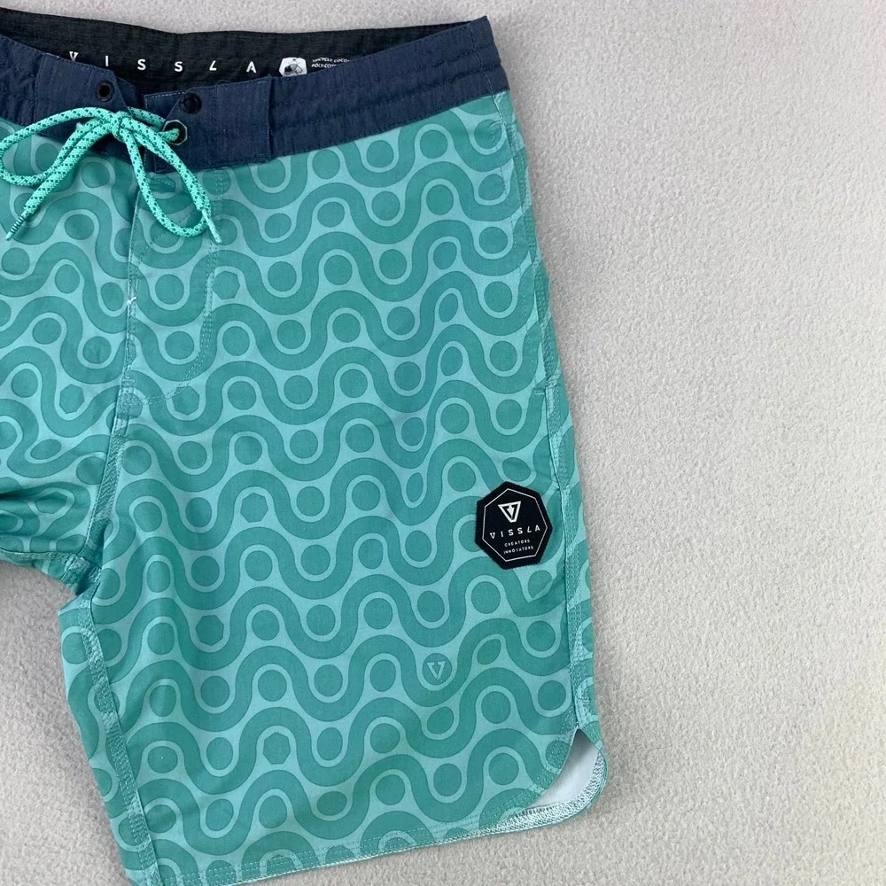 Vissla Board Shorts Mens 30 Blue Surf Bermuda Stretch Swim Beach